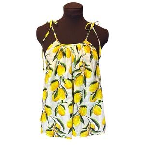 J. Crew Lemon Print Tank Top - Yellow and White